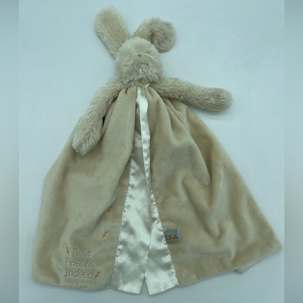 Bunnies by the Bay Off White Bunny Rabbit Lovey Blanket Satin Cream Best Friends